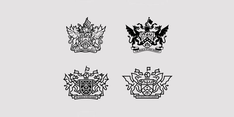 minimal heraldic logo design